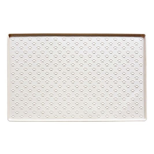 White textured rectangular mat with a brown border on a white background