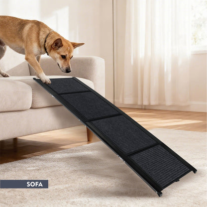71" Portable Folding Aluminum Dog Ramp for Large Dogs, 250lbs Capacity, Non-Slip Surface